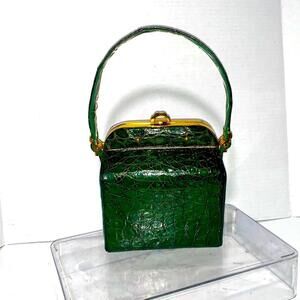 Original Duette by Maycraft of California emerald green VTG crocodile handbag